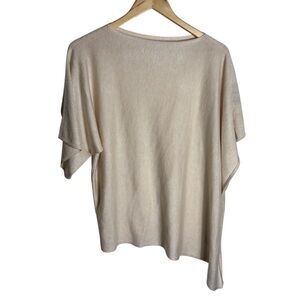 Kerisma cream asymmetrical avant garde Nylon/ wool one shoulder sweater one size